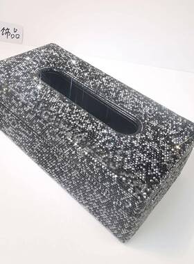 镶钻钻长方p满u皮革纸巾创盒欧式家用酒店汽车载抽盒意699家居摆