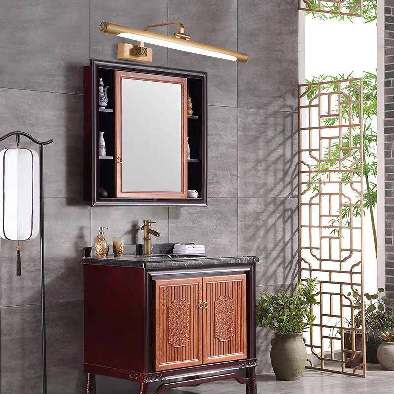 全1602铜浴室柜镜前灯l灯d镜卫e生美式梳妆间灯镜柜专用化妆灯镜