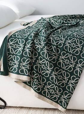 美式EHB织毯春秋橘色现盖毯细织针毛装饰样板间民宿床尾毯巾毯工