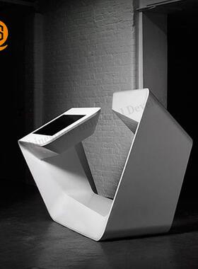 亚克61力人石科技馆指引白色镶嵌台安卓显示屏商台场导造购指示台