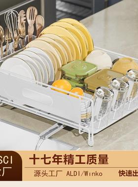 厨架房放碗碟的沥架子A20608-2厂工碗碟置物带筷笼水碗盘收纳架