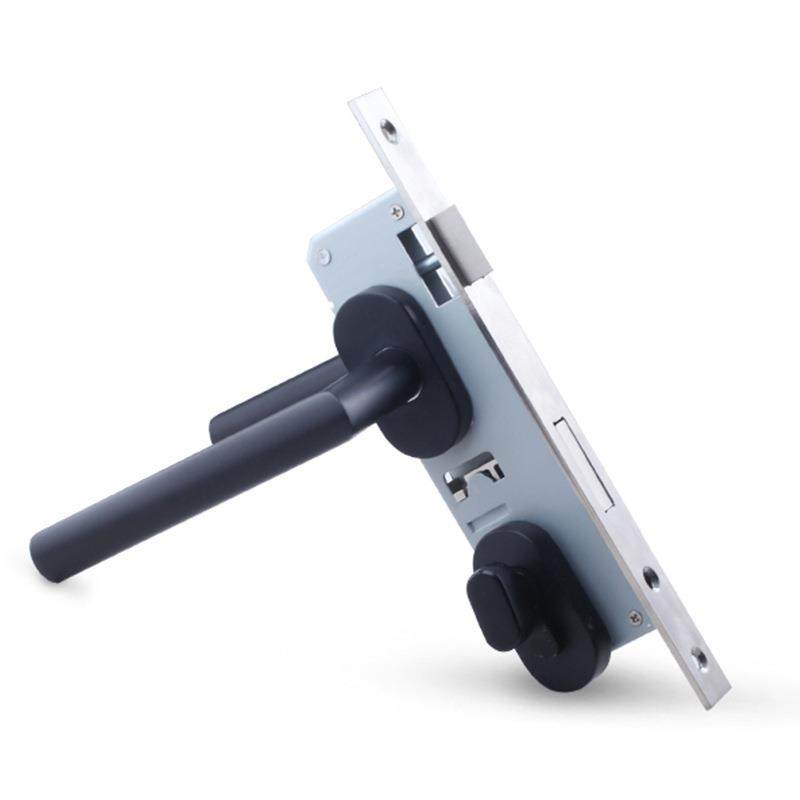 不锈公钢边框平开门锁办室高隔断隐框门窄分体锁JBL-Z020黑门色椭