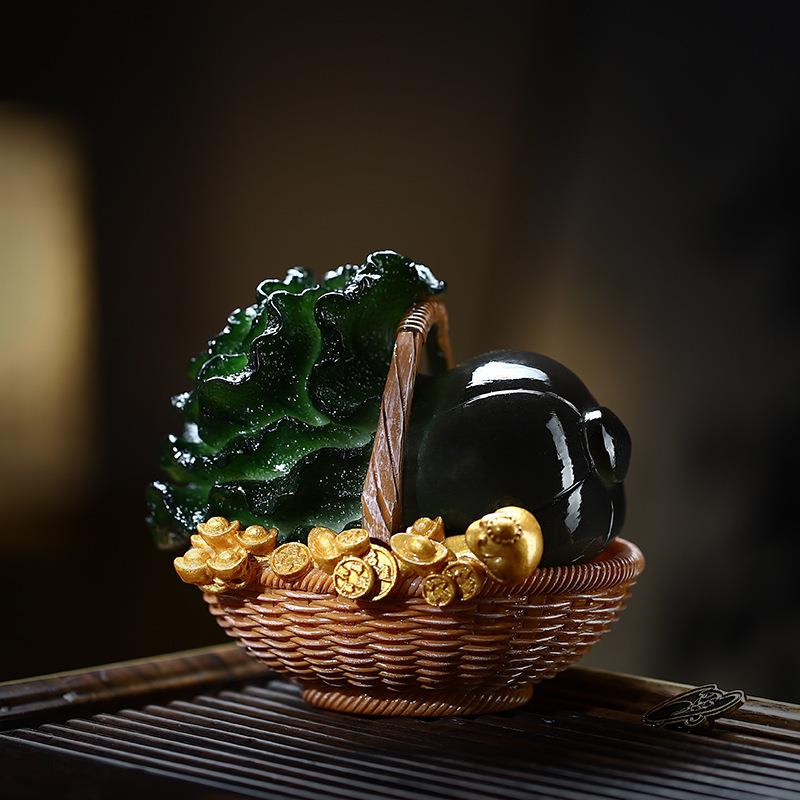 宠遇变色摆件百财如意茶物玩水茶台装OEB饰品茶道摆设茶艺茶宠