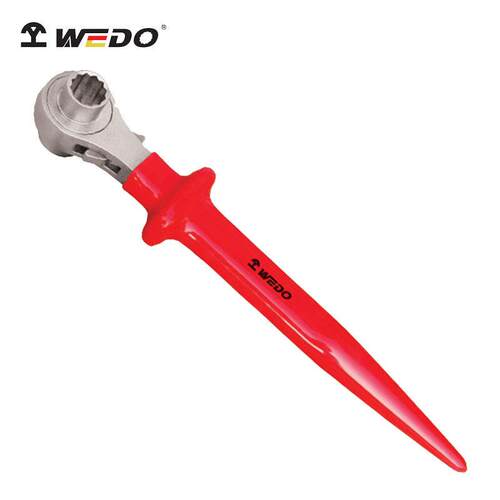 W度EDO维绝缘浸塑尖扳尾棘轮棒手VDE认证耐压1000V702撬棘轮扳手