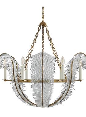 师全铜美式354VC吊卧灯客厅别墅餐厅奢华室简约晶设计叶子水装饰