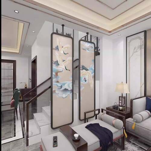 彩艺术绘玻璃屏风隔断客厅2025新玄款001旋转屏风隔客厅遮挡关断