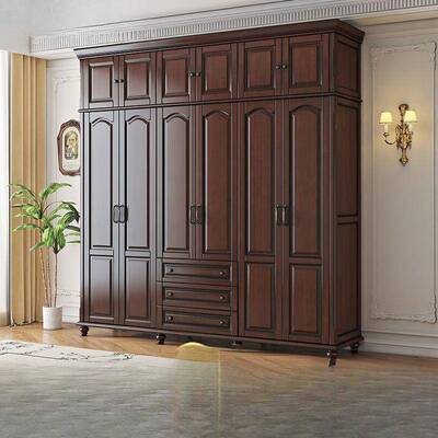 美屉式复古实木YLC衣柜卧室家用三抽衣橱柜纳收大容储物柜绢花量