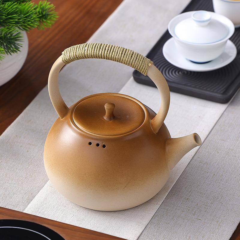 复陶F969T8H8瓷烧水外壶电陶炉家用围炉煮茶壶明火碳客炉黄釉古养