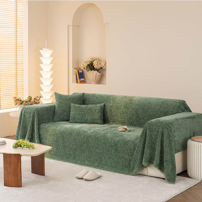 纯沙发盖布巾四季通用灰棉麻色雪尼尔防爪色猫GR-0403防尘全盖沙