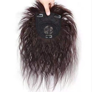 真发头顶补发块羊毛卷头顶补发片盖白发发片卷发补头顶真发 薄款