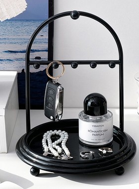 玄关收纳托盘入户门钥匙眼镜手表首饰项链置物架高级桌面轻奢摆件