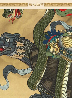 真武大帝画像挂画 北极玄天神像画 中式装饰画丝绸卷轴画定制