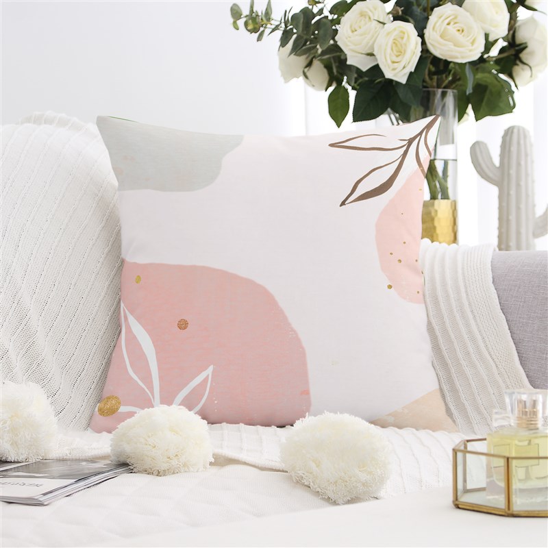 文艺水彩 新款定制靠垫抱枕绒布客厅卧室超柔毛绒双面飘窗抱枕