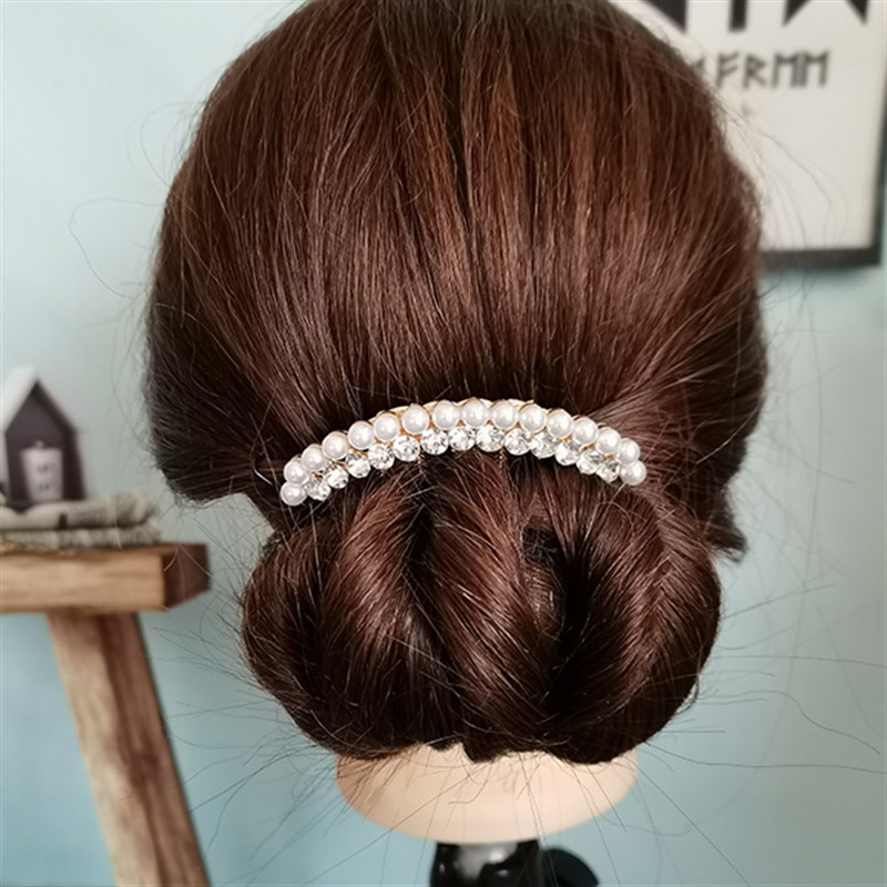 头饰发梳插梳韩国百搭五齿丸子头盘发饰品防珍珠插梳水钻发卡