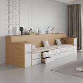 地台沙发客厅墙柜一体式 组合多功能家用卡座书架柜电视储物柜定制