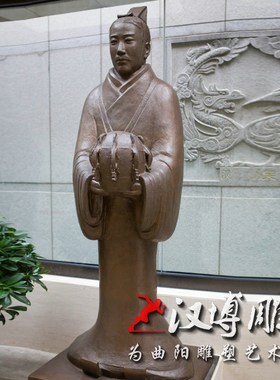 玻璃钢仿铜古代人物雕塑铸铜古代历史名人雕塑张衡地动仪人物定制