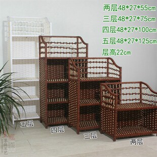 草编鞋柜多层鞋架简易门口柜子实木藤编架子移动收纳柜带门置物架