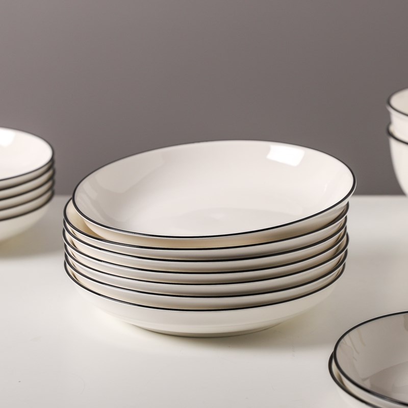 川岛屋白色陶瓷盘子家用菜盘2025新款釉下彩碗碟子高级感餐盘套装