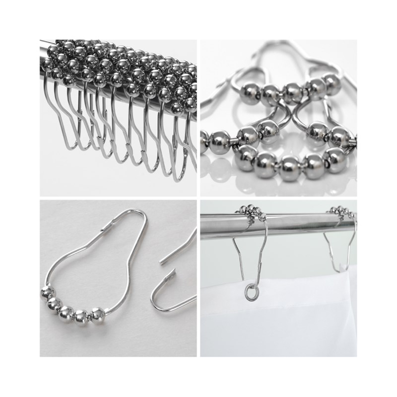 卫生间金属浴帘杆配件浴帘环活扣滚珠挂钩环门帘窗帘环钩衣服帽钩