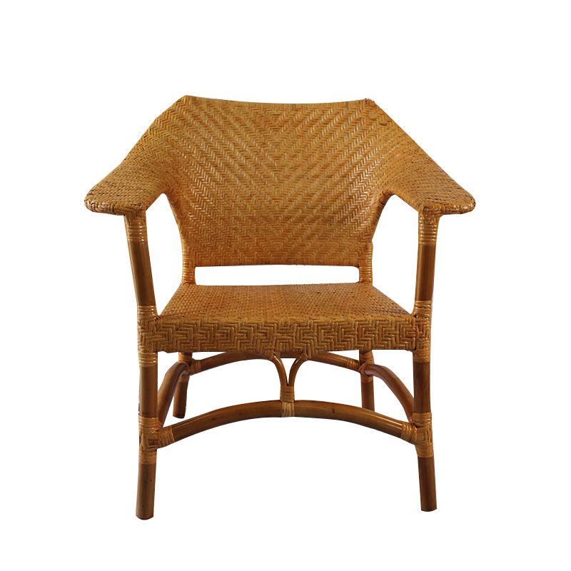 印尼藤编休闲椅真藤高背椅老人扶手椅家用阳台靠背椅日式禅椅围椅