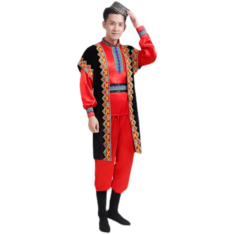 新疆维吾尔族服装男成人哈萨克舞蹈民族服装艺考装少数民族演出服