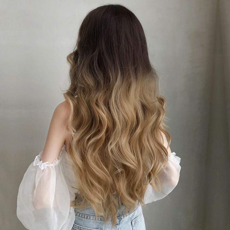 金色手卷假发女长发全头套自然蓬松卷发大波浪时尚气质整顶长卷发