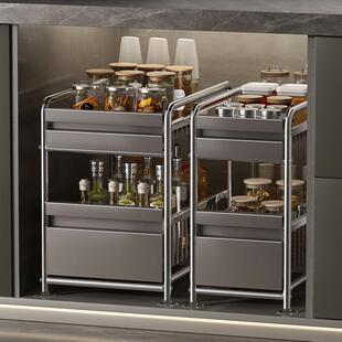 厨房抽拉式置物架橱柜内分层架下水槽拉篮橱柜抽屉式置物架