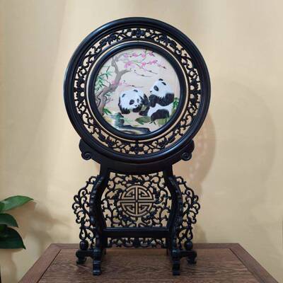 双面绣挂件紫光檀，外框尺寸宽32.5×高54厘米×12厘米价格1690元