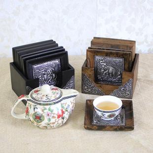 泰国创意茶杯垫小茶托实木杯托茶垫隔热茶碟茶道零配功夫禅茶具