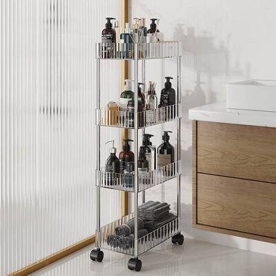 卫生间置物架浴室落地式洗漱台厕所收纳架子家用可移动夹缝置物架