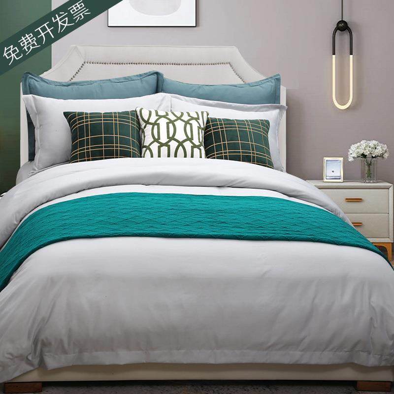 现代轻奢样板间极简床品多件套意式简约别墅展厅软装设计床品套件