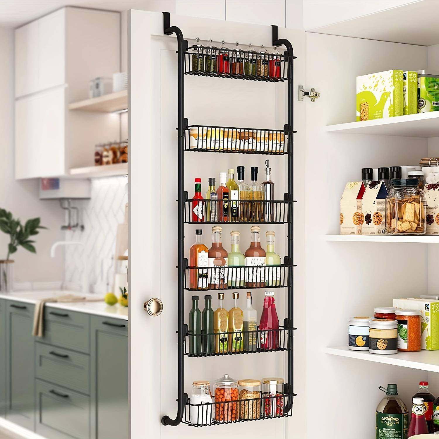 免打孔厨房卧室门后挂架挂钩挂篮多功能收纳架衣物文具雨伞置物架