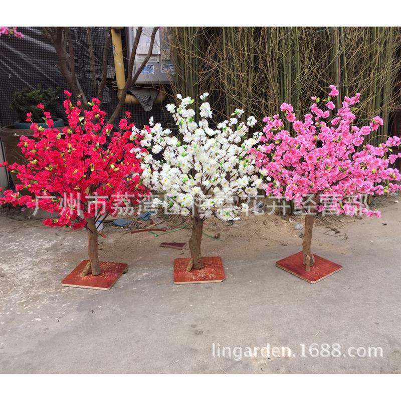 2019新年新款桃花树树脂工艺品1米仿真桃花树