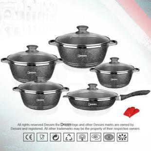dessini大理石12件套锅韩式锅锅具套装不粘锅铝压铸锅