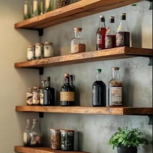 墙上置物架实木板书架子挂墙面悬空隔板客厅展示架墙支架书桌吧台