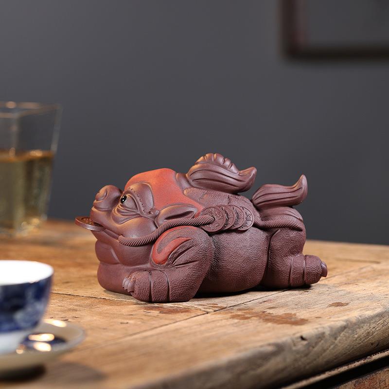 紫砂金蟾茶宠茶道茶桌蟾蜍精品茶具可养茶台茶道摆件高端茶玩茶虫