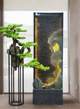 客厅玄关水幕墙流水喷泉摆件循水环电视旁水景办室公风水轮RW01柜