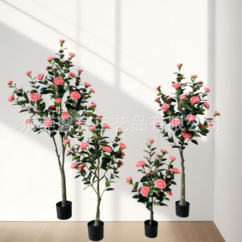 KAU仿真茶花树山茶花家居装饰仿厂真花花酒店装饰家婚礼假布