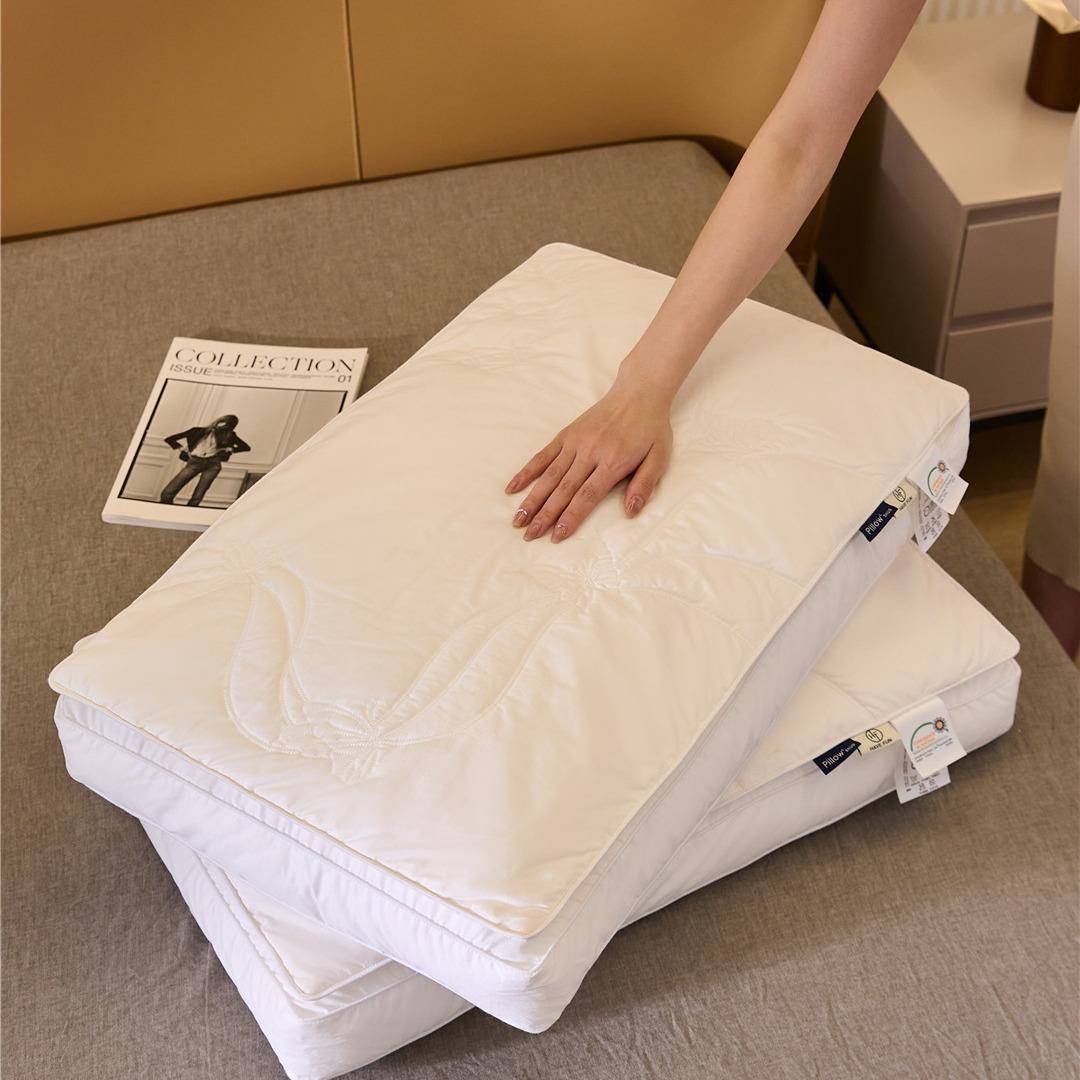 现代风80s柔赛丝枕芯羽20240509层上蚕丝丝棉枕头下柔软亲双肤枕