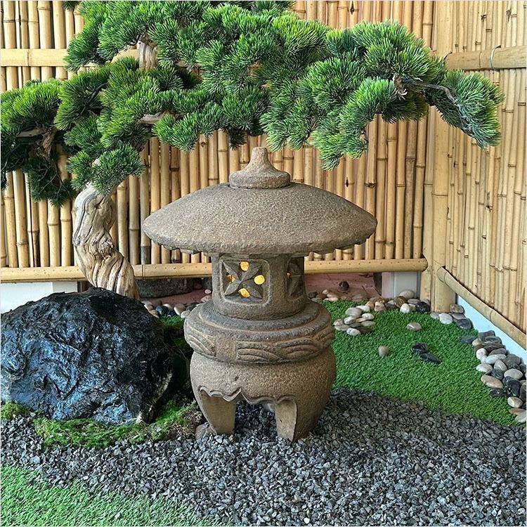 太雕阳能庭院石灯中式日式仿古别墅户外石笼青景石造石灯灯石灯摆