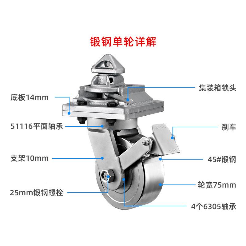 载轮型MC尼轮10寸12寸带锁重货动集装箱龙JZXL-1移实心超重脚轮双