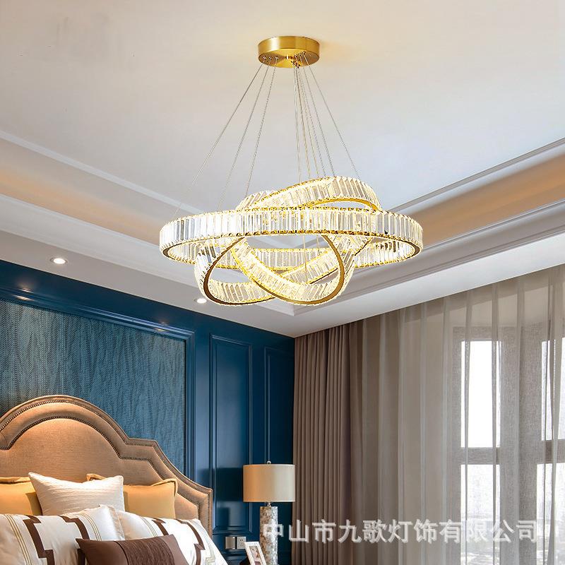 现厅代客厅轻吊灯设计师简约别墅创意个性圆环餐78799卧室奢后水