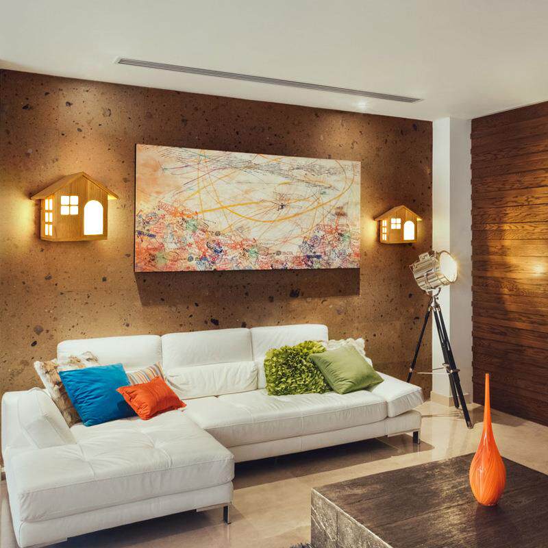 壁灯床头现代简式约创意客过走985廊家宜木艺儿厅童卧室日装饰道