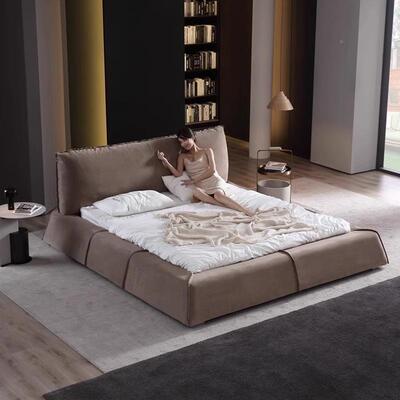 x巴黎床复古bater意端式极简高软床落地主卧床摩PGG图玛凯撒莎磨