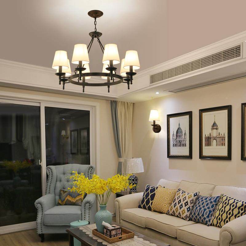 美891式布艺吊灯复古灯灯具客厅布艺客卧室餐厅灯欧式别墅吊主灯,家装灯饰光源,智能吊灯,淘宝优惠券,粉丝福利购,淘宝优惠卷