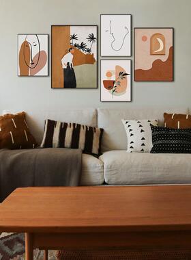 惬意生活现抽象客代厅装饰画简约物植QX202111物插画大幅沙发人室