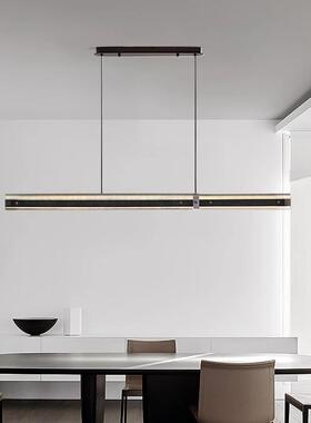 意式轻奢高端极简一字长条餐厅吊灯设计师餐桌吧台黑色高级感灯具