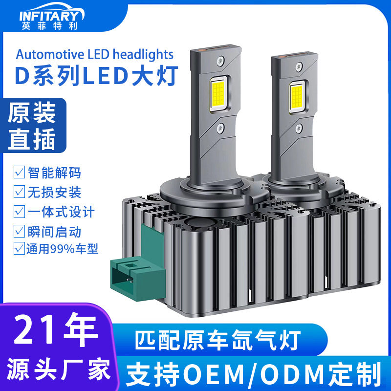 双铜管汽车led大灯直插式D2Sled灯泡D4Sled汽车灯改装led汽车大灯
