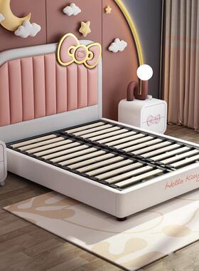 MGCK58网红实木真皮儿童床女孩公主床卧B室小户型房间单人床少女