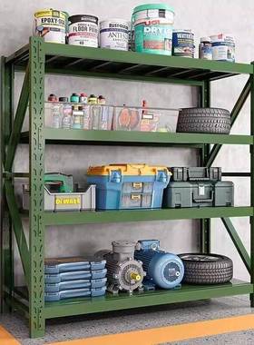 军绿色加厚重型仓库货架多层仓储铁架子地下储藏室物资器材储物架